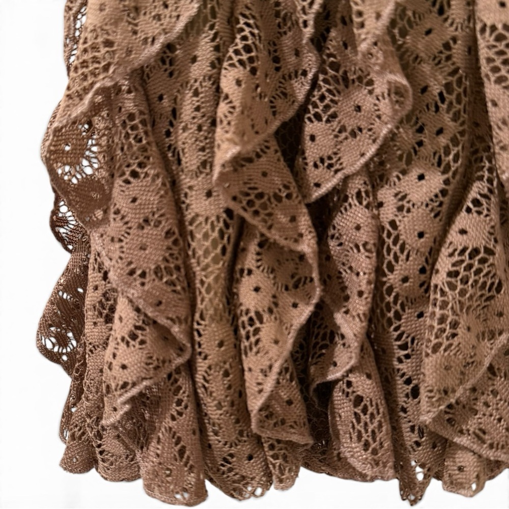 Rachel & Chloe Brown Lace Ruffle Mini Skirt Cottagecore Boho Size Small - Picture 4 of 8
